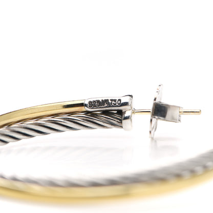 David Yurman Sterling Silver 18K Yellow Gold 44mm Extra Large Crossover Cable Hoop Earrings 4 of 4