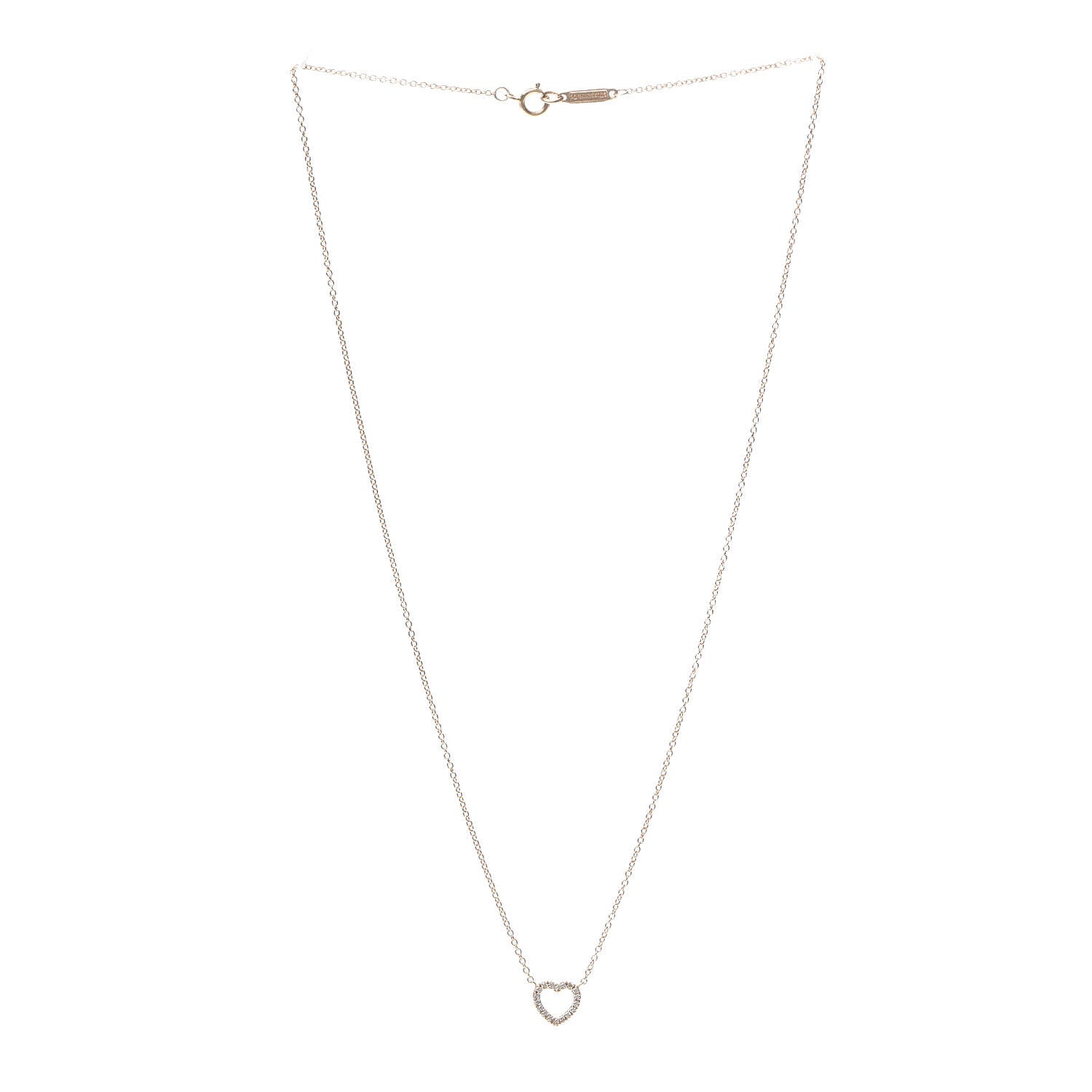 Tiffany 18K Rose Gold Diamond Metro Heart Pendant Necklace 3 of 6