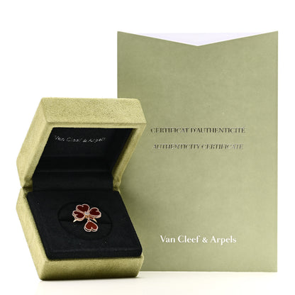 Van Cleef & Arpels 18K Rose Gold Diamond Carnelian Sweet Alhambra Effeuillage Ring 50 5.25 5 of 5