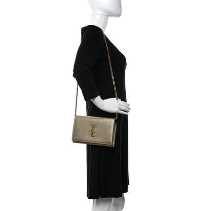 Saint Laurent Metallic Calfskin Medium Classic Monogram Kate Satchel Gold 2 of 10