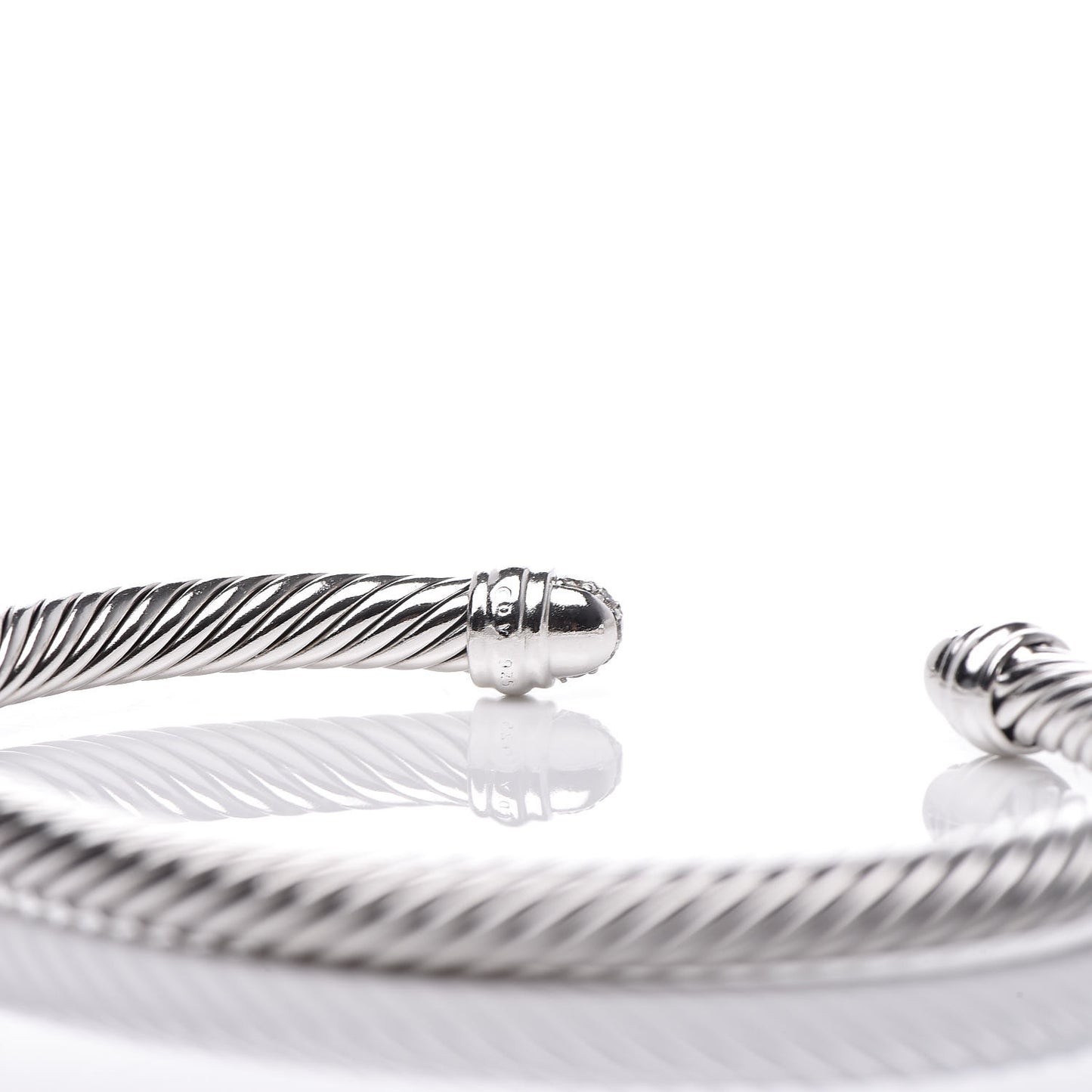 Sterling Silver Pave Diamond 5mm Cable Classics Bracelet
