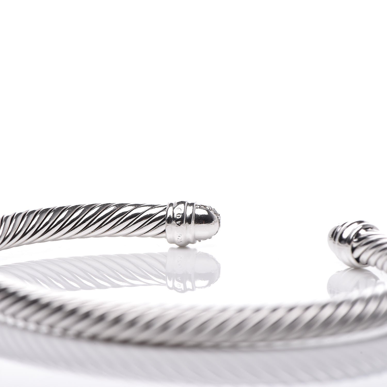 David Yurman Sterling Silver Pave Diamond 5mm Cable Classics Bracelet 4 of 4