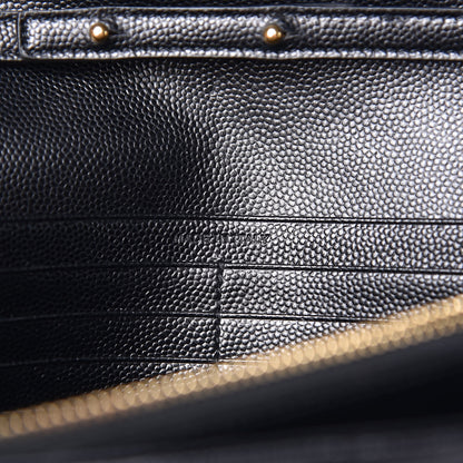 Saint Laurent Grain De Poudre Matelasse Chevron Monogram Chain Wallet Black 7 of 10