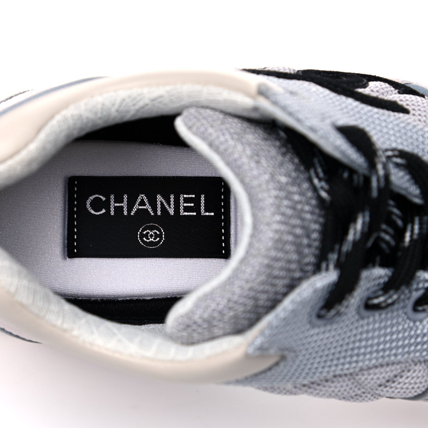 Chanel Nylon Suede Calfskin Womens CC Sneakers 40 Grey White Pink 7 of 9