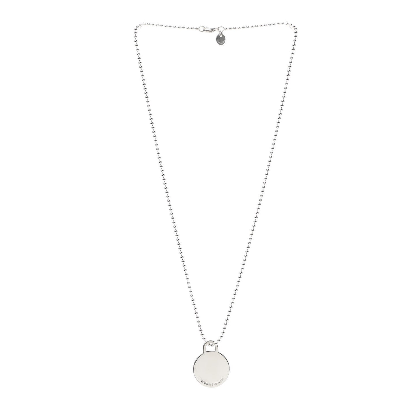 Sterling Silver Round Tag Bead Necklace