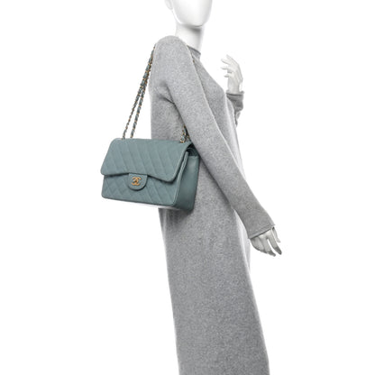 Chanel Iridescent Caviar Quilted Jumbo Double Flap Light Blue 2 of 10