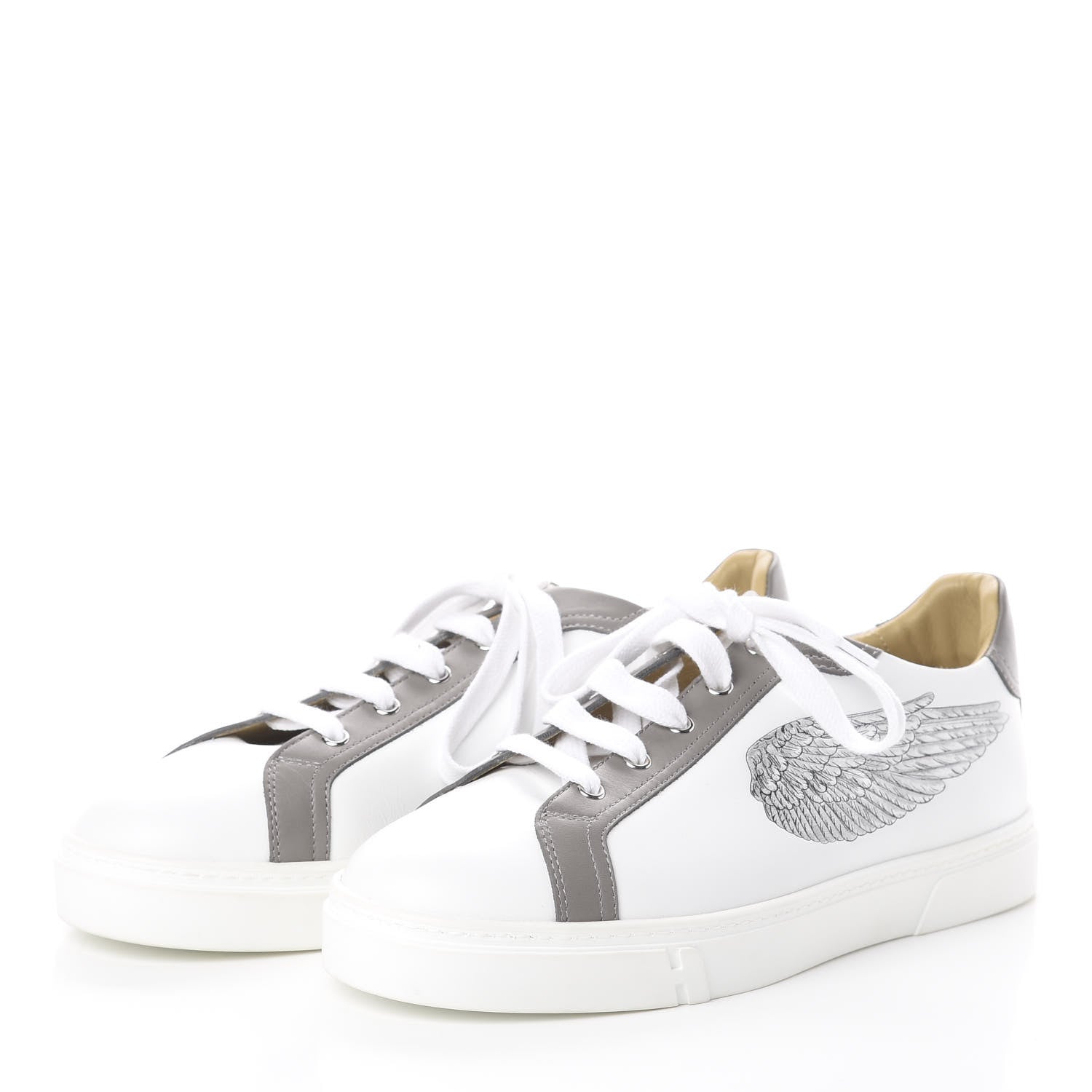 Hermes Calfskin Mens Wing Sneakers 43 White Grey 2 of 7
