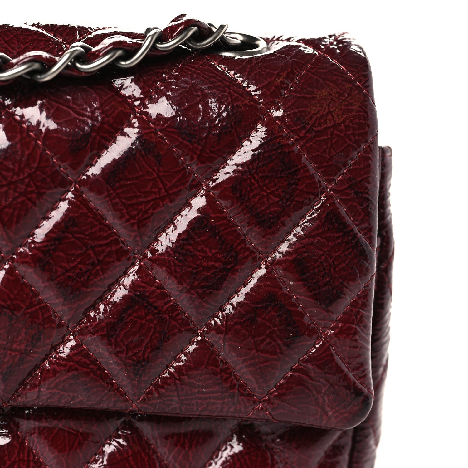 Chanel Patent Calfskin Quilted Medium Double Flap Burgundy 12 of 13