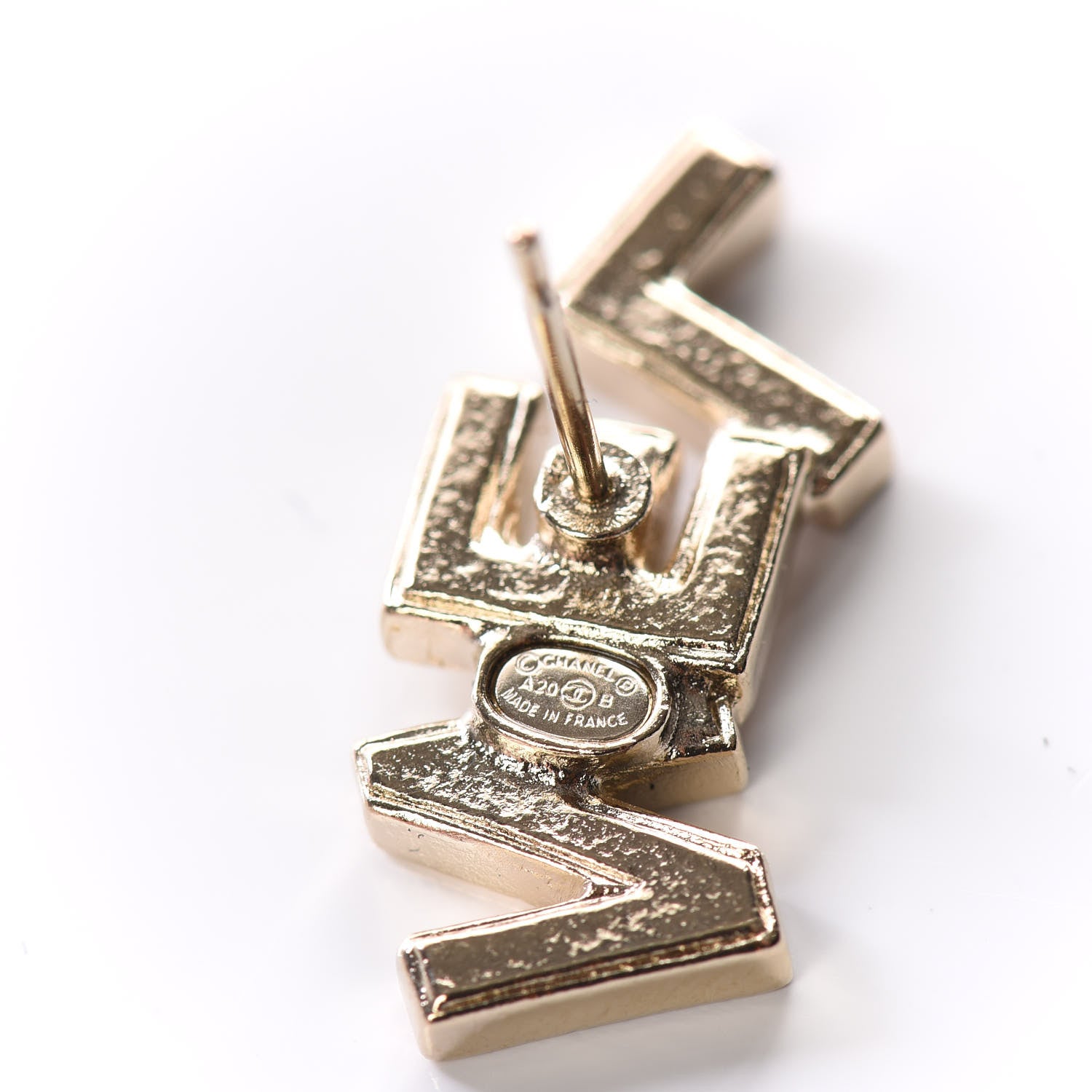 Chanel Crystal Pearl Signature Stud Earrings Gold 4 of 5