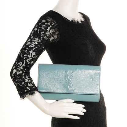 Saint Laurent Patent Large Belle De Jour Clutch Blue 2 of 7
