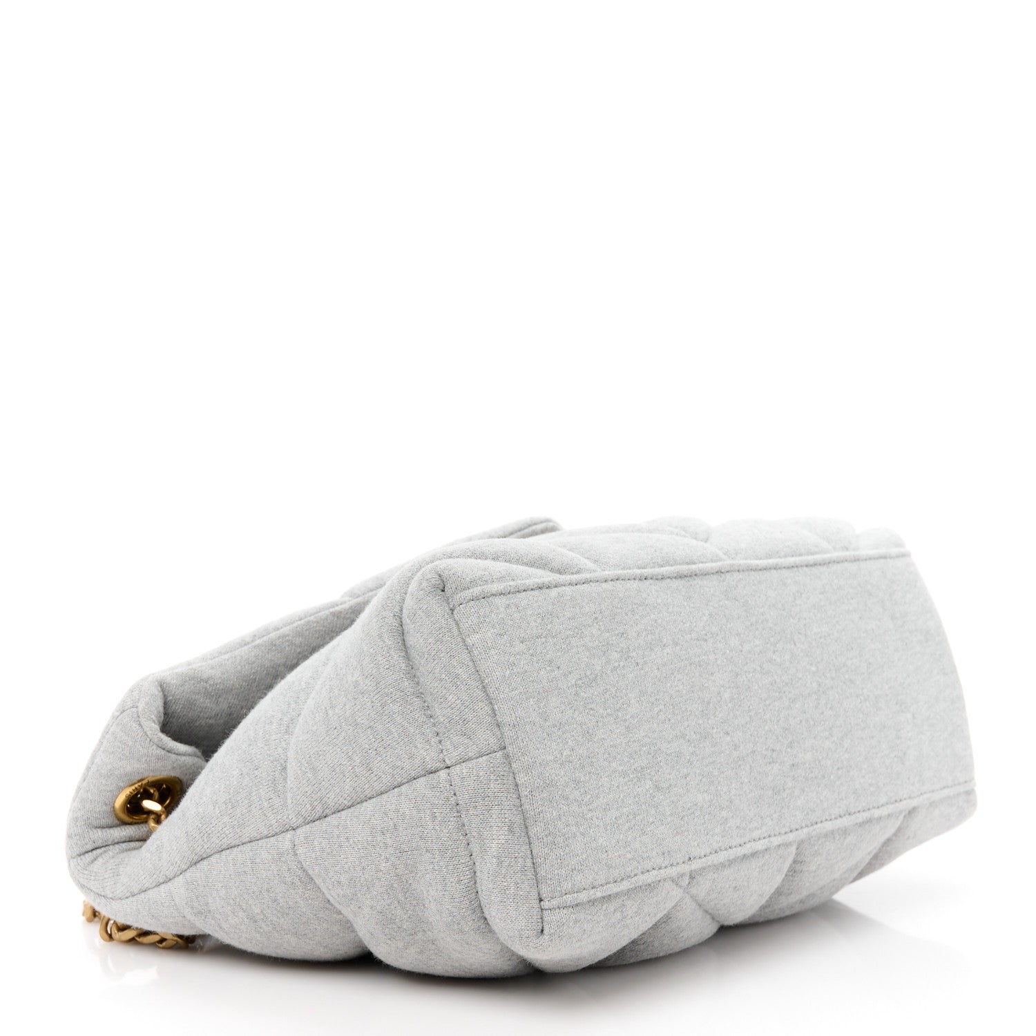 Saint Laurent Jersey Quilted Small Loulou Puffer Monogram Chain Satchel Grey Cloud 4 of 10