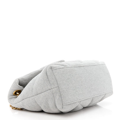 Saint Laurent Jersey Quilted Small Loulou Puffer Monogram Chain Satchel Grey Cloud 4 of 10