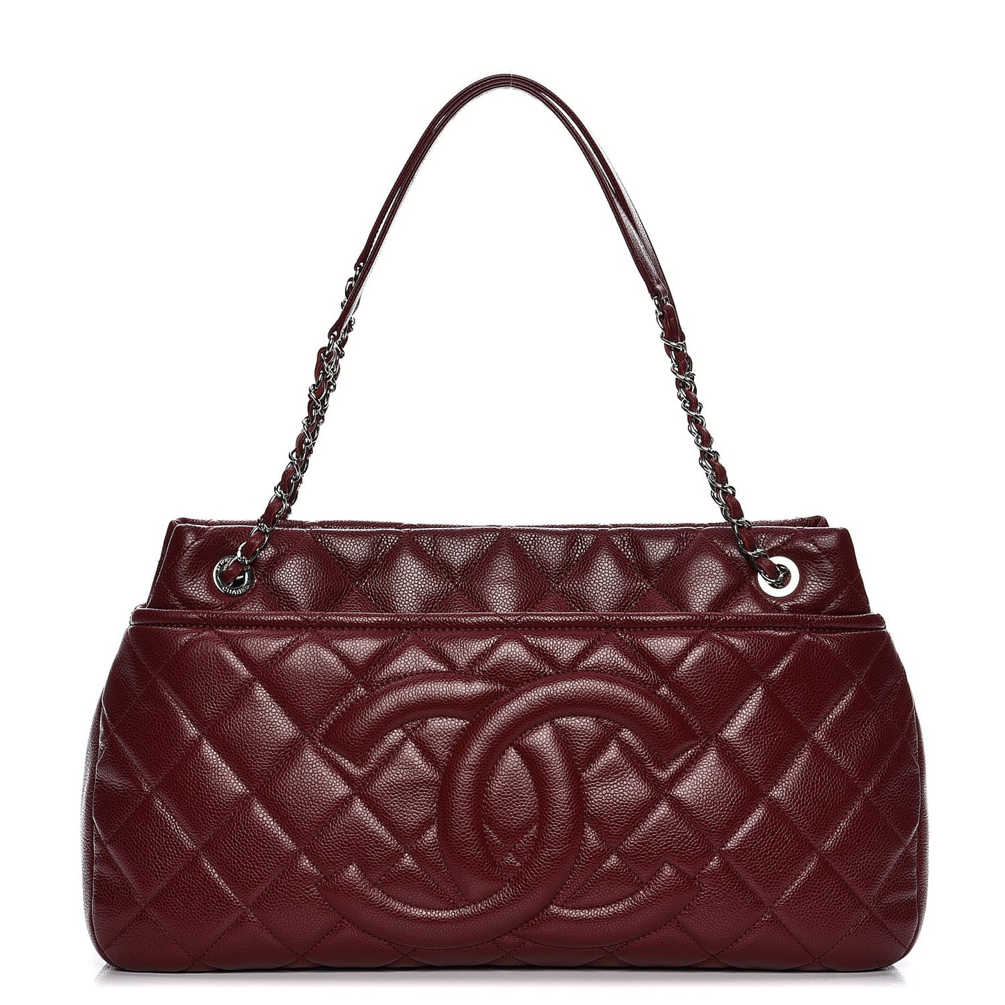 Caviar Quilted Timeless CC Soft Tote Dark Red