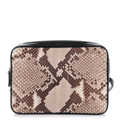 Celine Python Nappa Calfskin Dragonne Pouch Clutch Natural Black 3 of 8