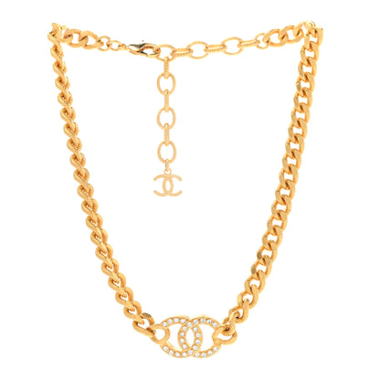 Chanel Crystal Chain Link CC Choker Necklace Gold 3 of 7