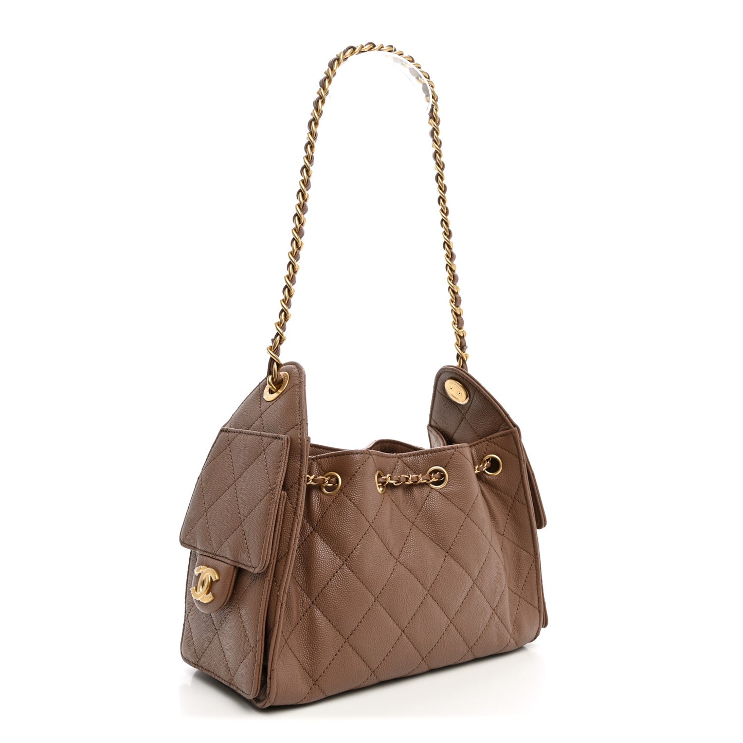 Caviar Quilted Mini Chanel 25 Handbag Brown