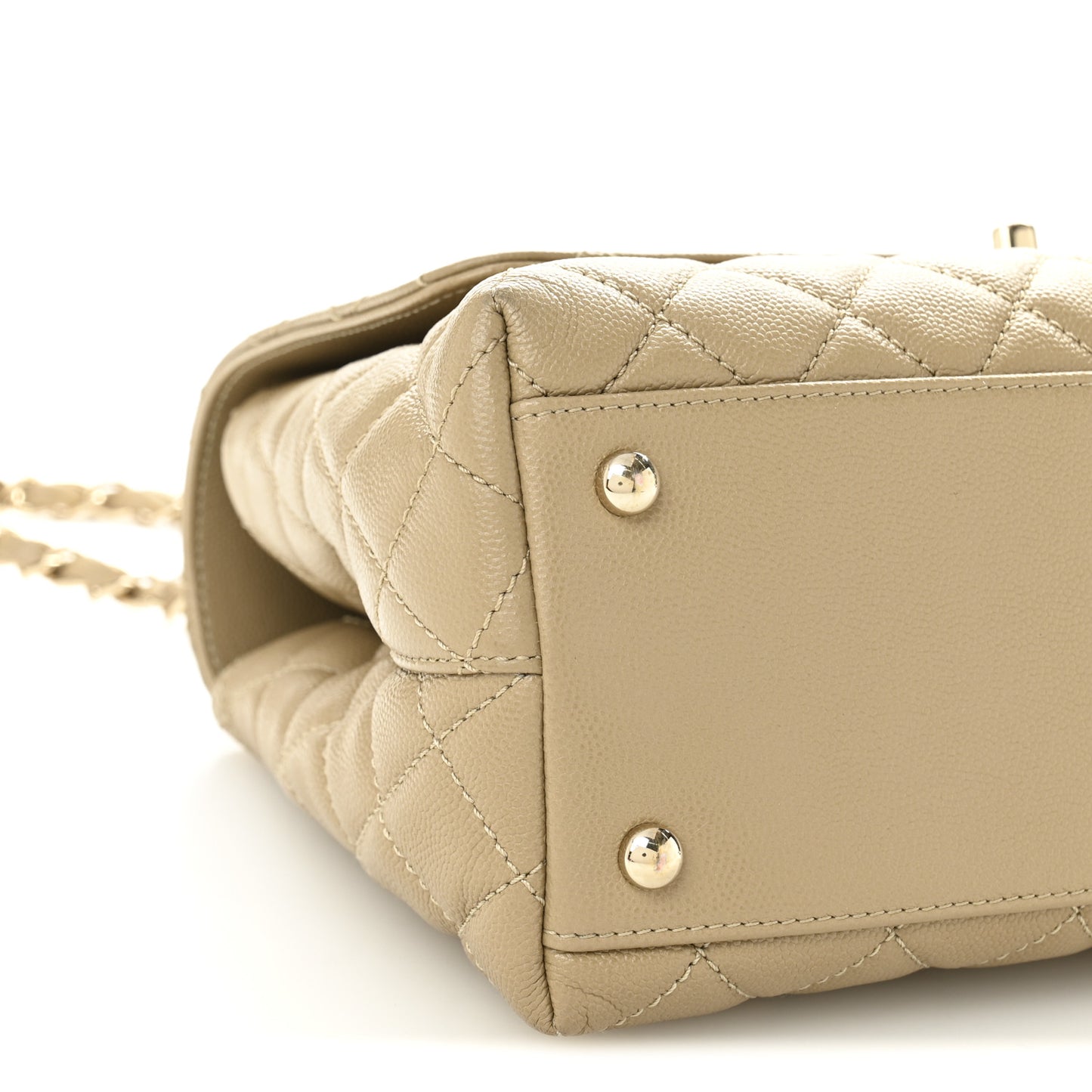Caviar Lizard Embossed Quilted Small Coco Handle Flap Dark Beige