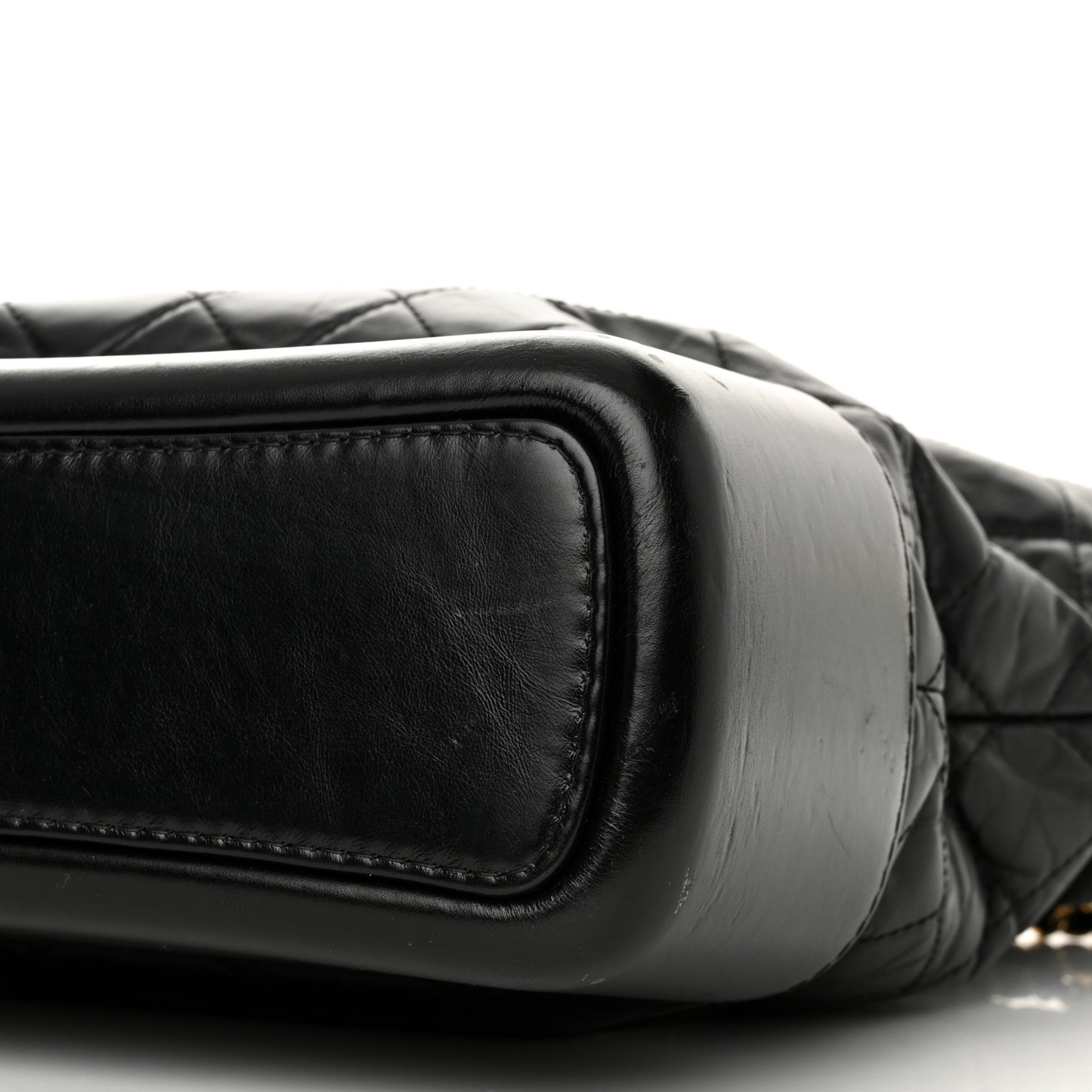 Aged Calfskin Quilted Large Gabrielle Hobo Black