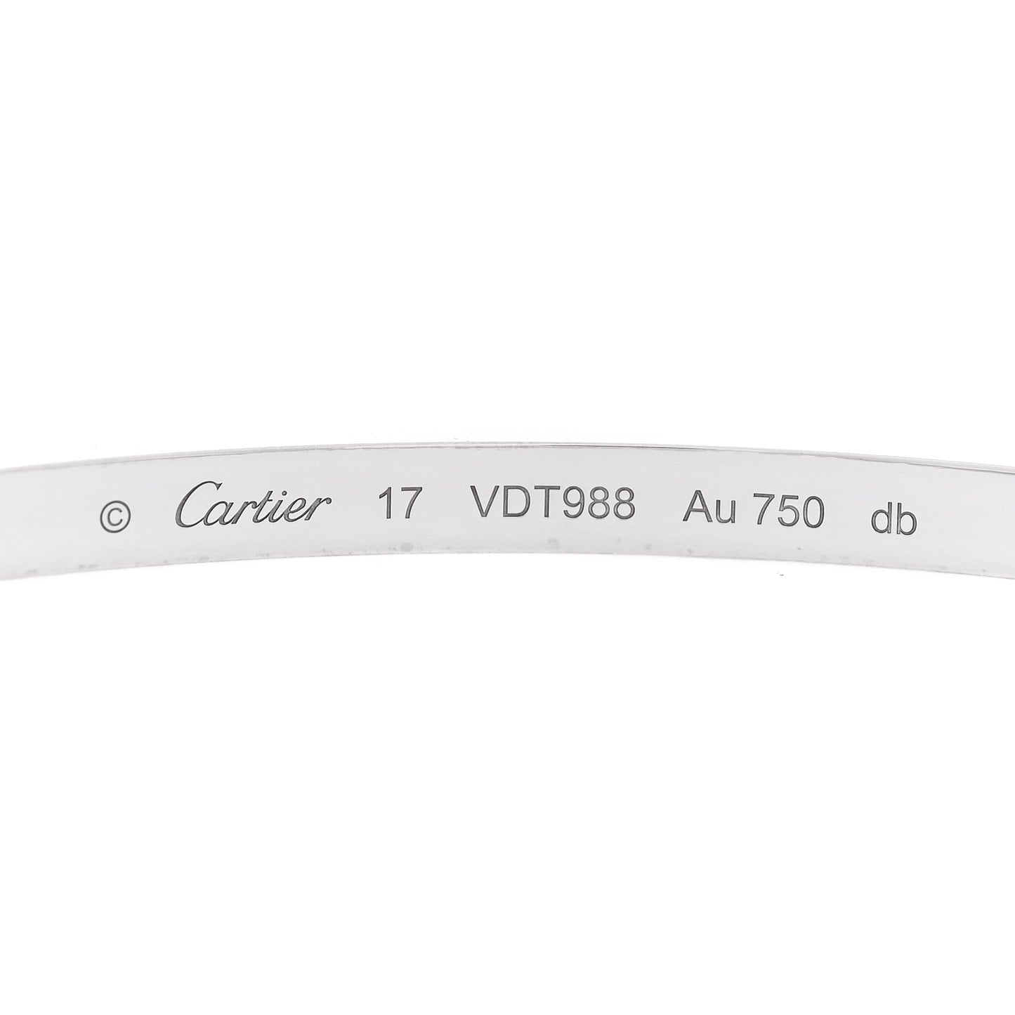18K White Gold Small LOVE Bracelet 17
