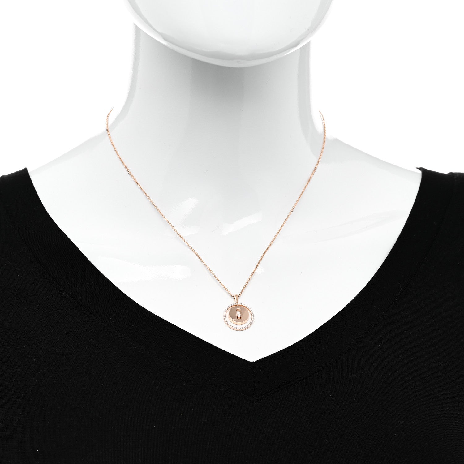 Messika 18K Rose Gold Diamond PM Lucky Move Pendant Necklace 2 of 5
