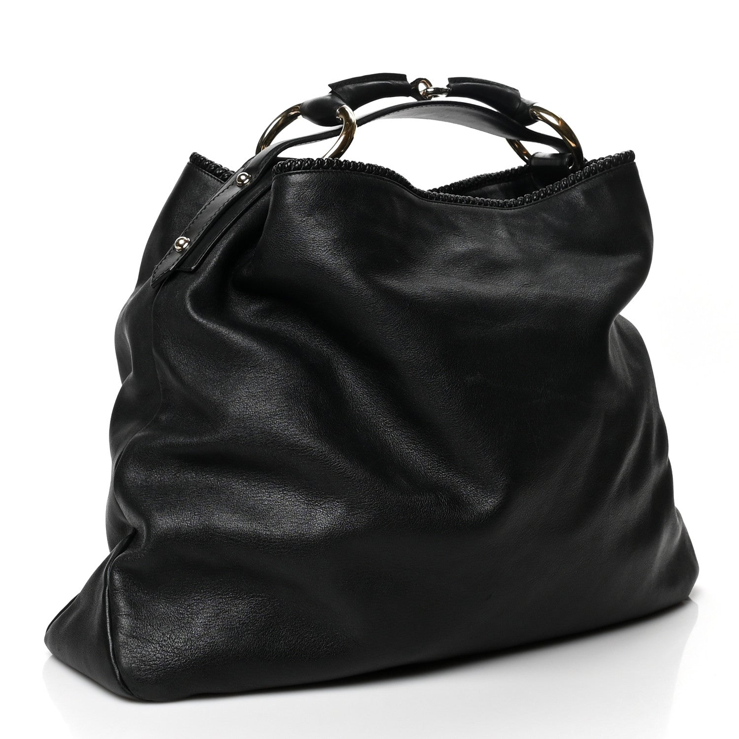 Gucci Calfskin Large Horsebit Chain Hobo Black 3 of 10