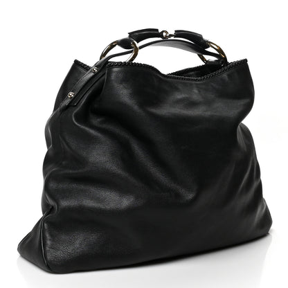 Gucci Calfskin Large Horsebit Chain Hobo Black 3 of 10