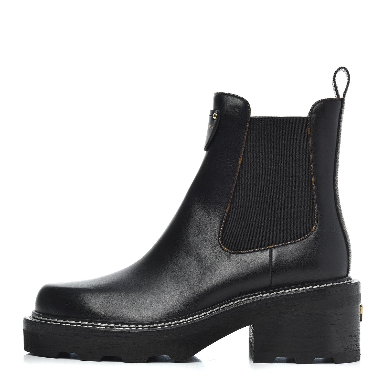 Louis Vuitton Calfskin Monogram Beaubourg Ankle Boots 38 Black 1 of 9