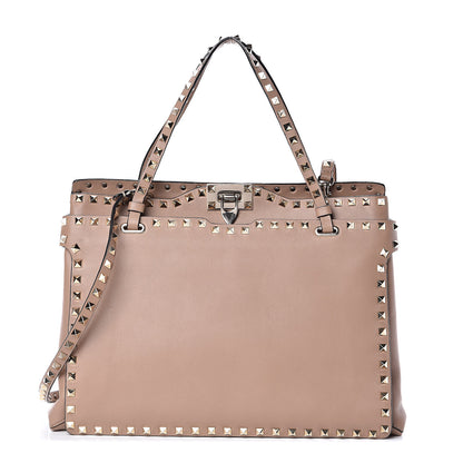 Valentino Garavani Vitello Rockstud Flip Lock Tote Alpaca 1 of 16