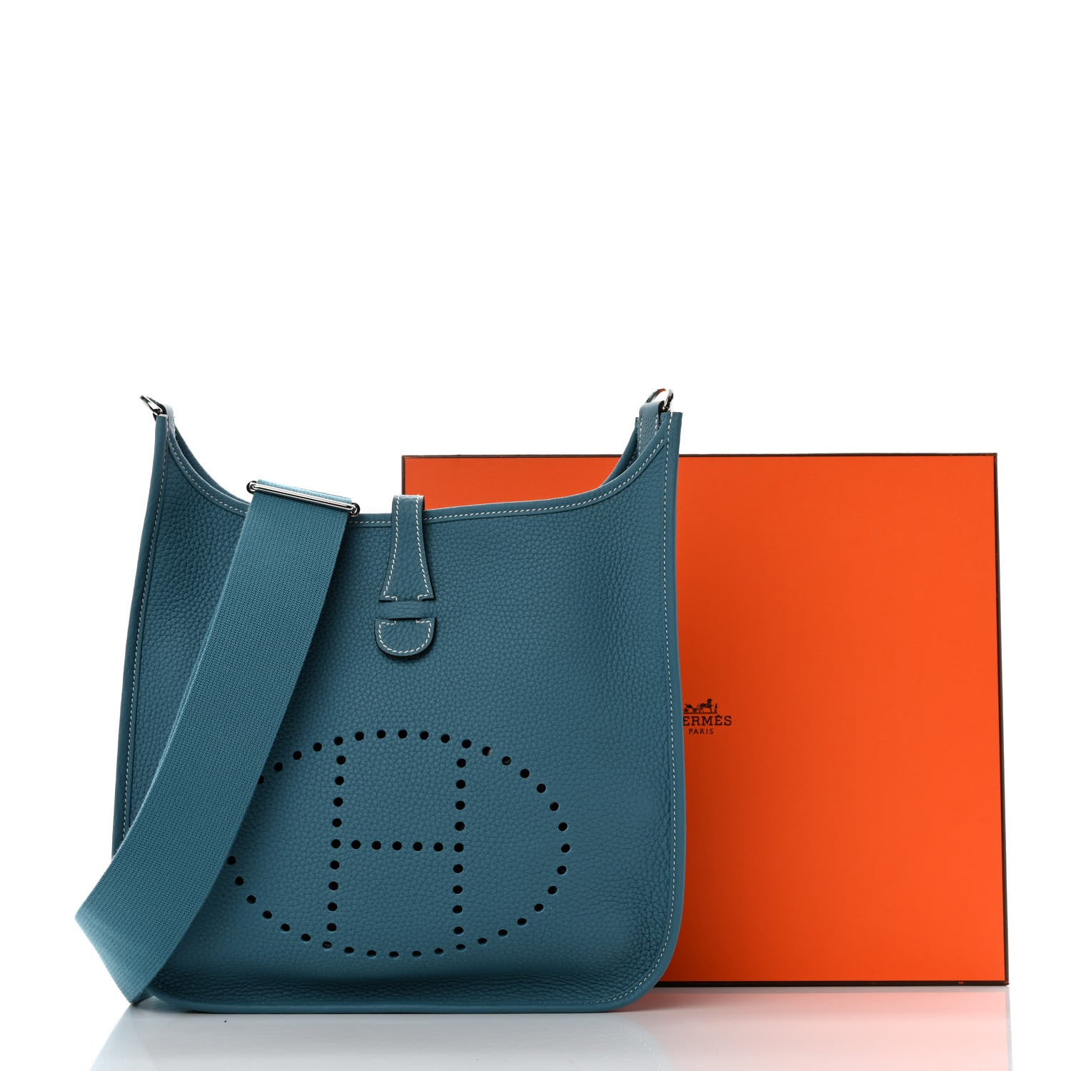 Hermes Taurillon Clemence Evelyne III PM New Blue Jean 11 of 11