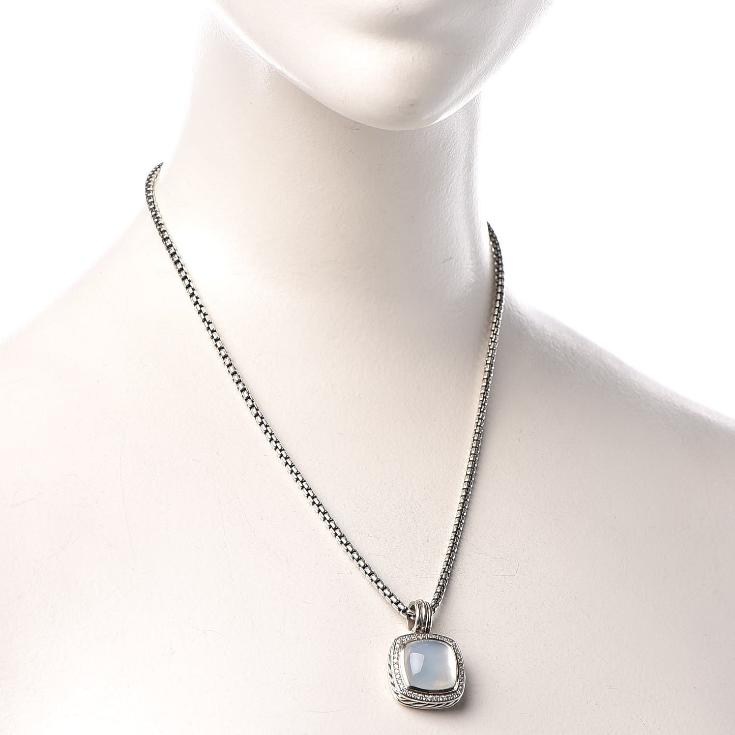 Sterling Silver 18K Yellow Gold Diamond Moonstone 14mm Albion Enhancer Pendant Necklace