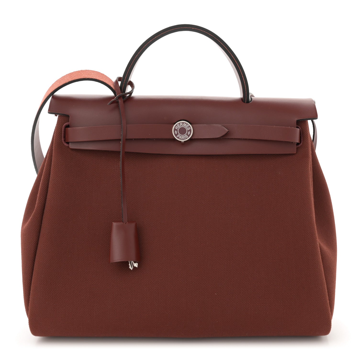 Hermes Toile Militaire Vache Hunter Laque Herbag Zip Retourne 31 PM Rouge H 1 of 13