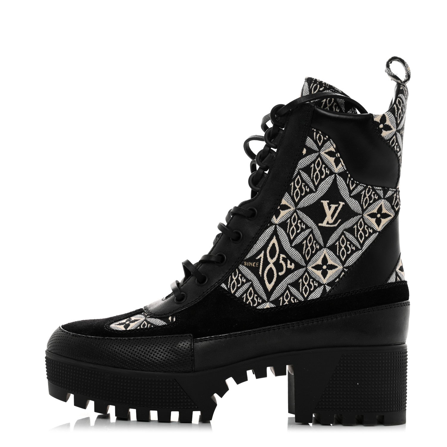 Louis Vuitton Suede Calfskin Jacquard Since 1854 Laureate Platform Desert Boots 38 Black 1 of 9