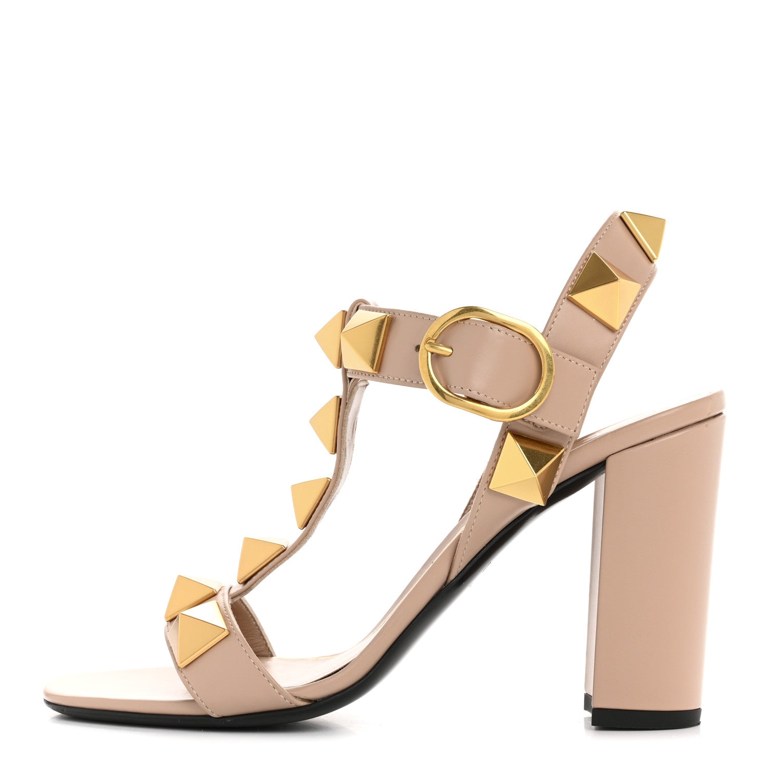 Valentino Garavani Calfskin Roman Stud 90mm Sandals 37 Rose Cannelle 1 of 15