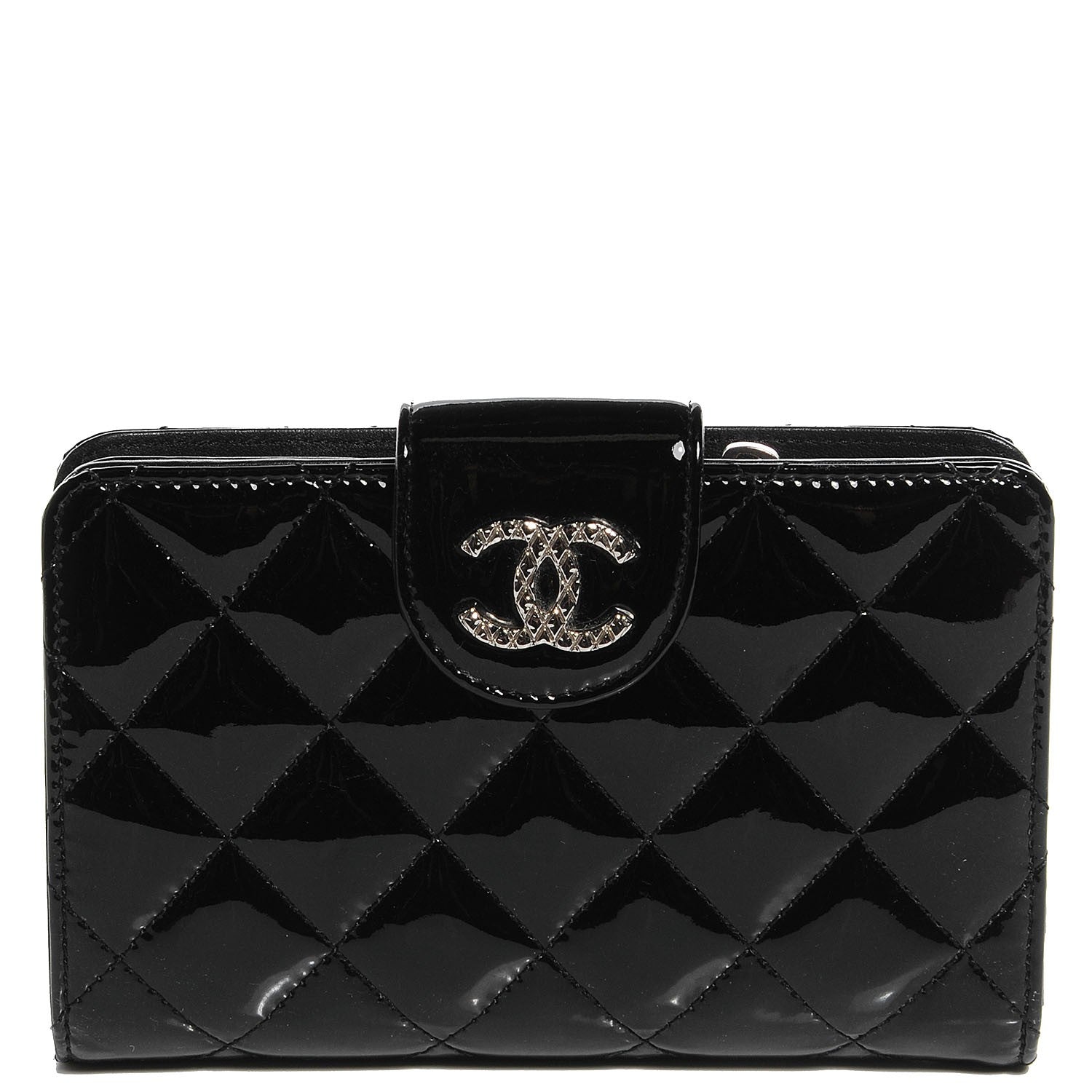Chanel Patent Quilted Brilliant Zipped Pocket Wallet Black 1 of 7