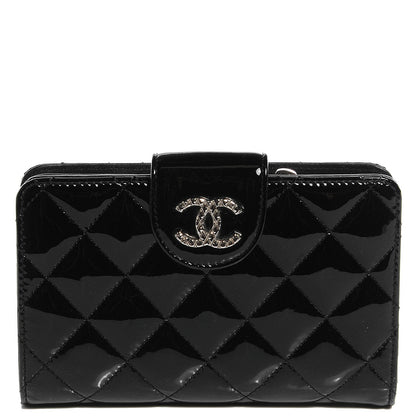 Chanel Patent Quilted Brilliant Zipped Pocket Wallet Black 1 of 7