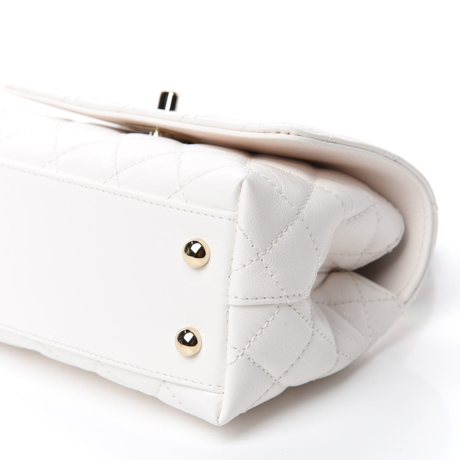 Chanel Goatskin Quilted Extra Mini Rainbow Coco Handle Flap White 7 of 11