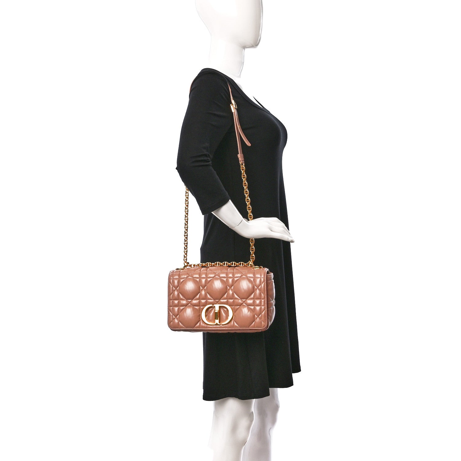 Christian Dior Calfskin Macrocannage Medium Caro Bag Rose De Vents 2 of 14