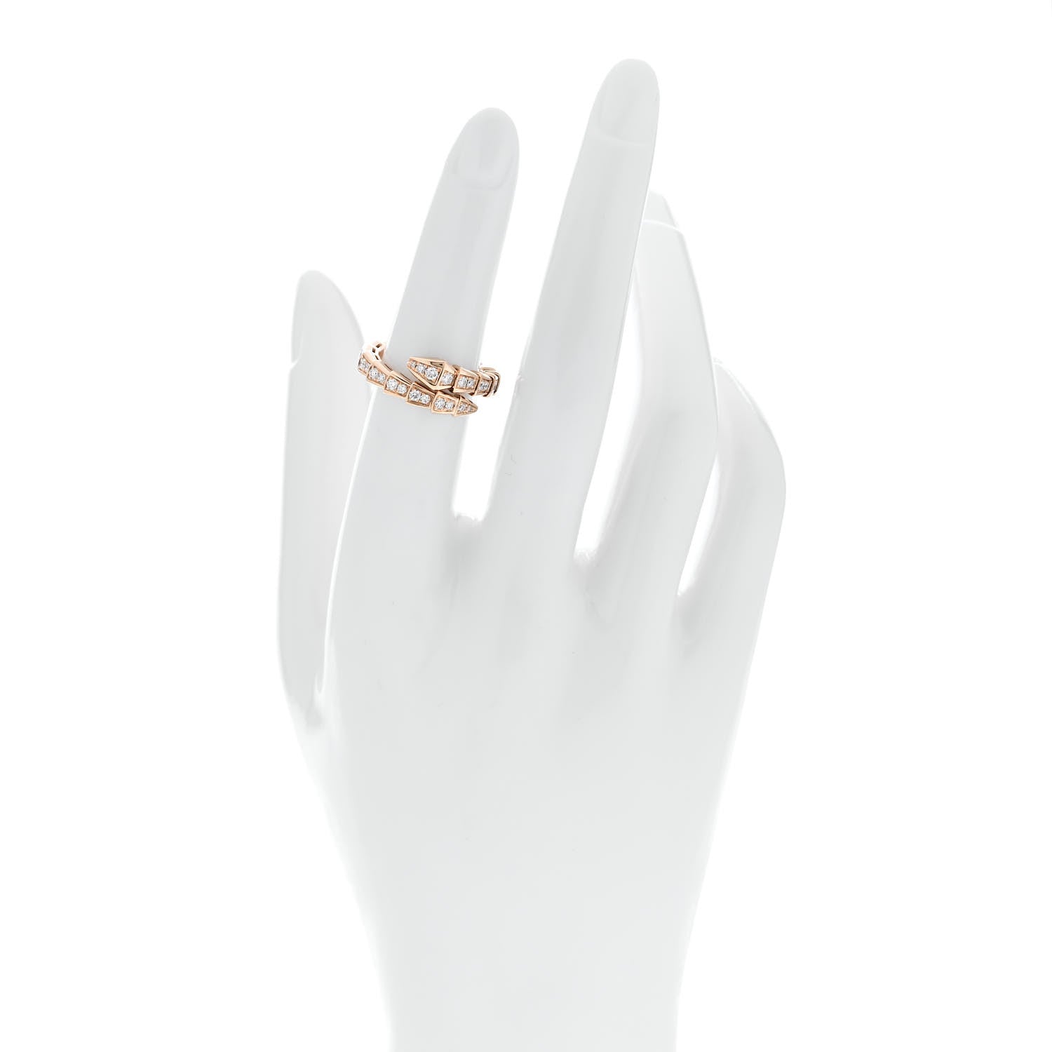 Bulgari 18K Rose Gold Diamond Serpenti Viper Pave Ring M 2 of 5