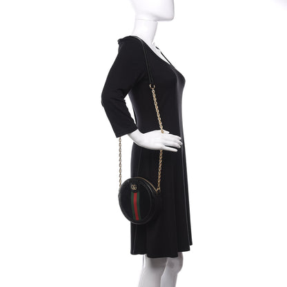 Gucci Suede Patent Web Mini Ophidia Round Shoulder Bag Black 2 of 10