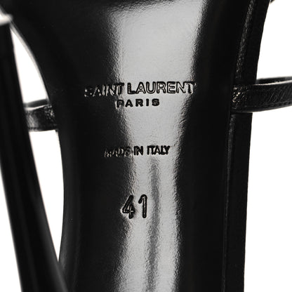 Saint Laurent Calfskin Cassandra 100 Ankle Strap Sandals 41 Black Gold 7 of 9