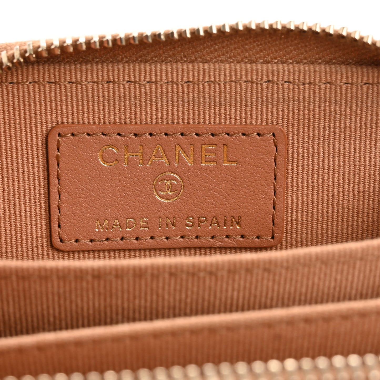 Lambskin Quilted Chanel 19 Zip Around Coin Purse Wallet Brown