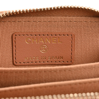 Chanel Lambskin Quilted Chanel 19 Zip Around Coin Purse Wallet Brown 6 of 13
