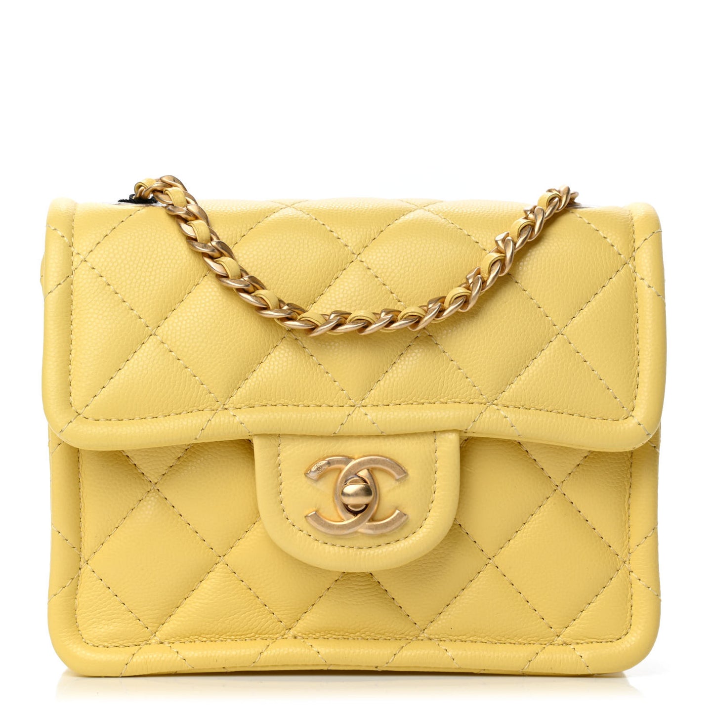 Caviar Quilted Mini Sweet Classic Flap Yellow