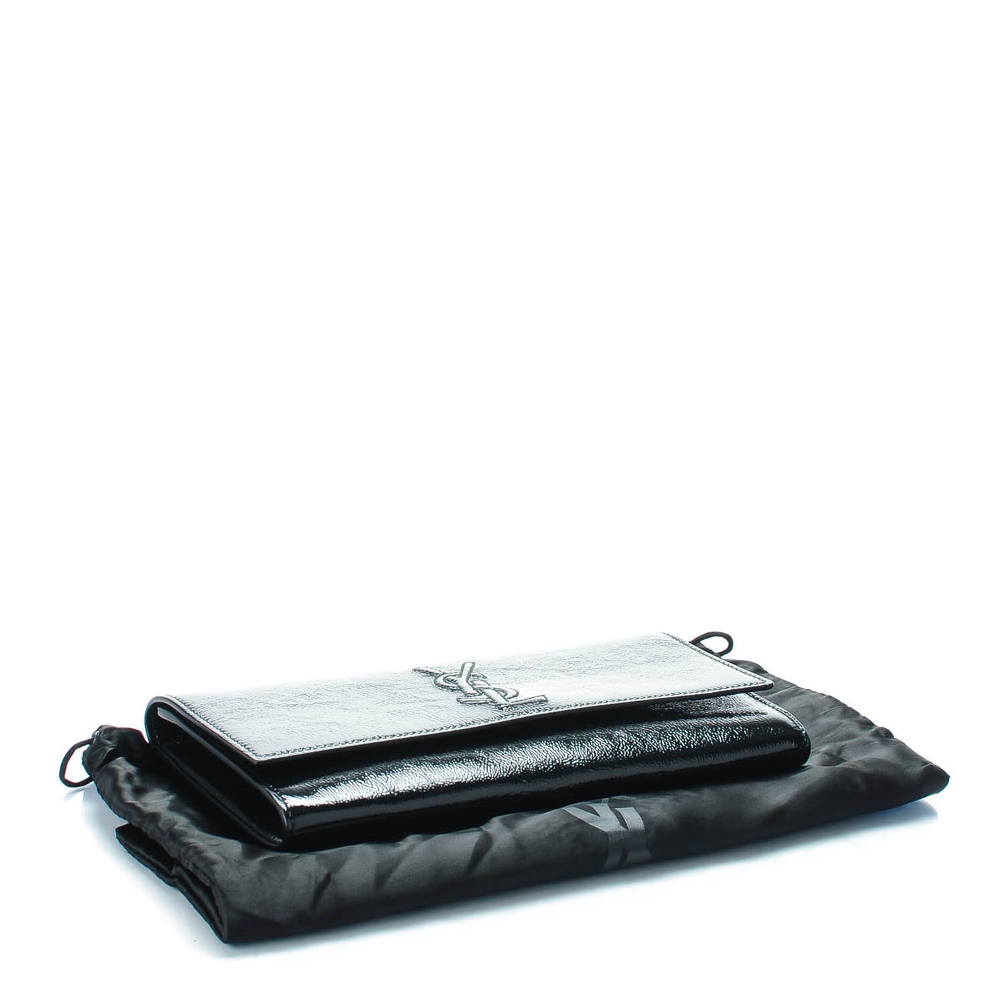 Textured Patent Monogram Small Belle De Jour Clutch Black