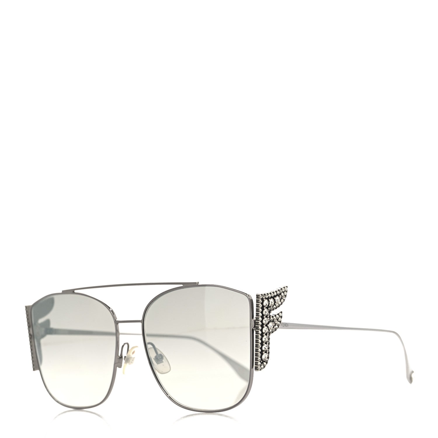 Fendi Metal Crystal Freedom Sunglasses FF 0380/G/S Silver 1 of 8