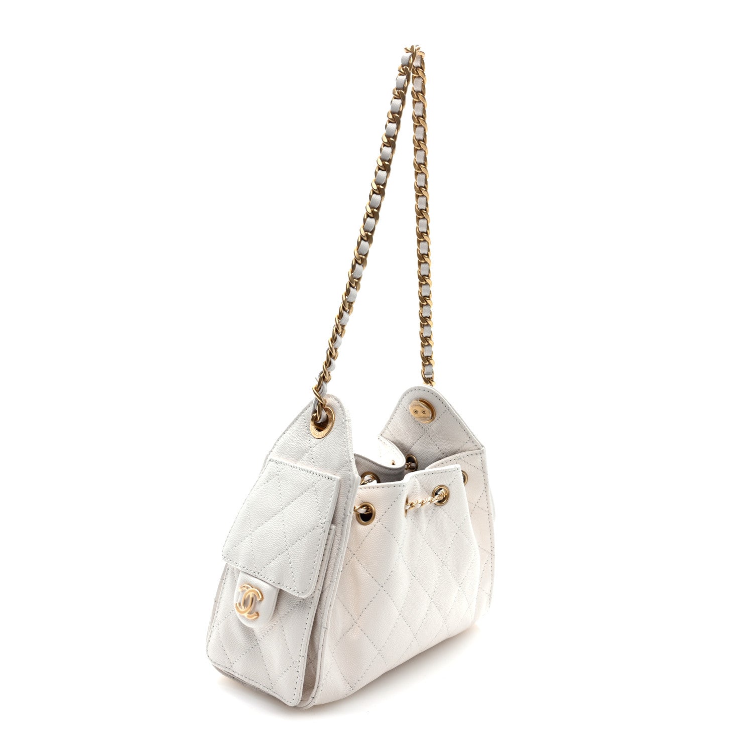 Chanel Caviar Quilted Mini Chanel 25 Handbag White 3 of 10