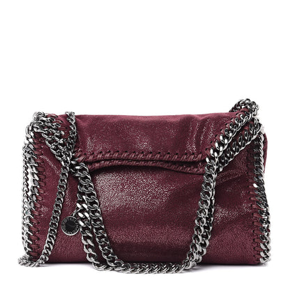 Stella McCartney Metallic Crackle Mini Falabella Fold Over Tote Burgundy 1 of 8