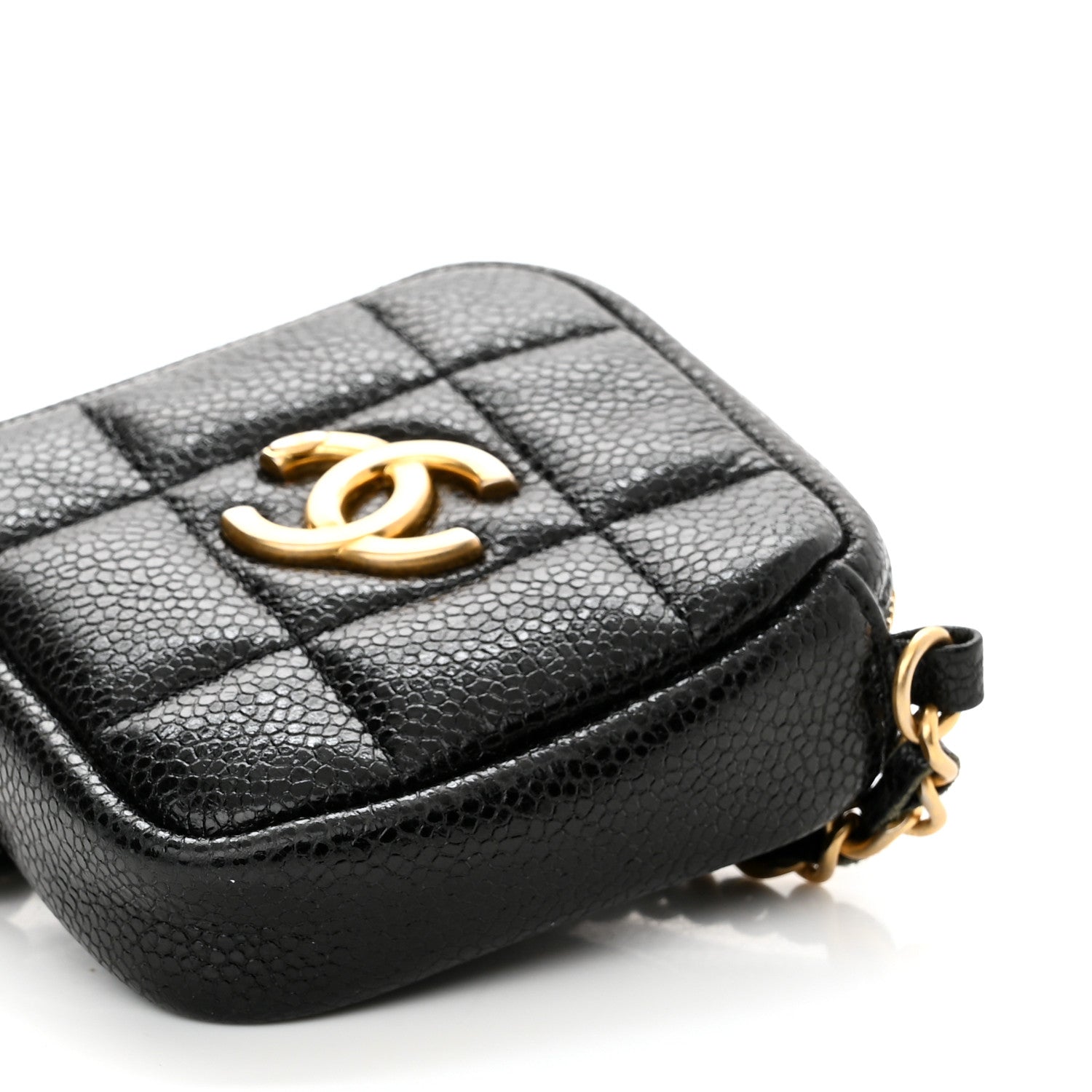 Chanel Caviar Quilted Diamond Coin Purse With Chain Black 10 of 11