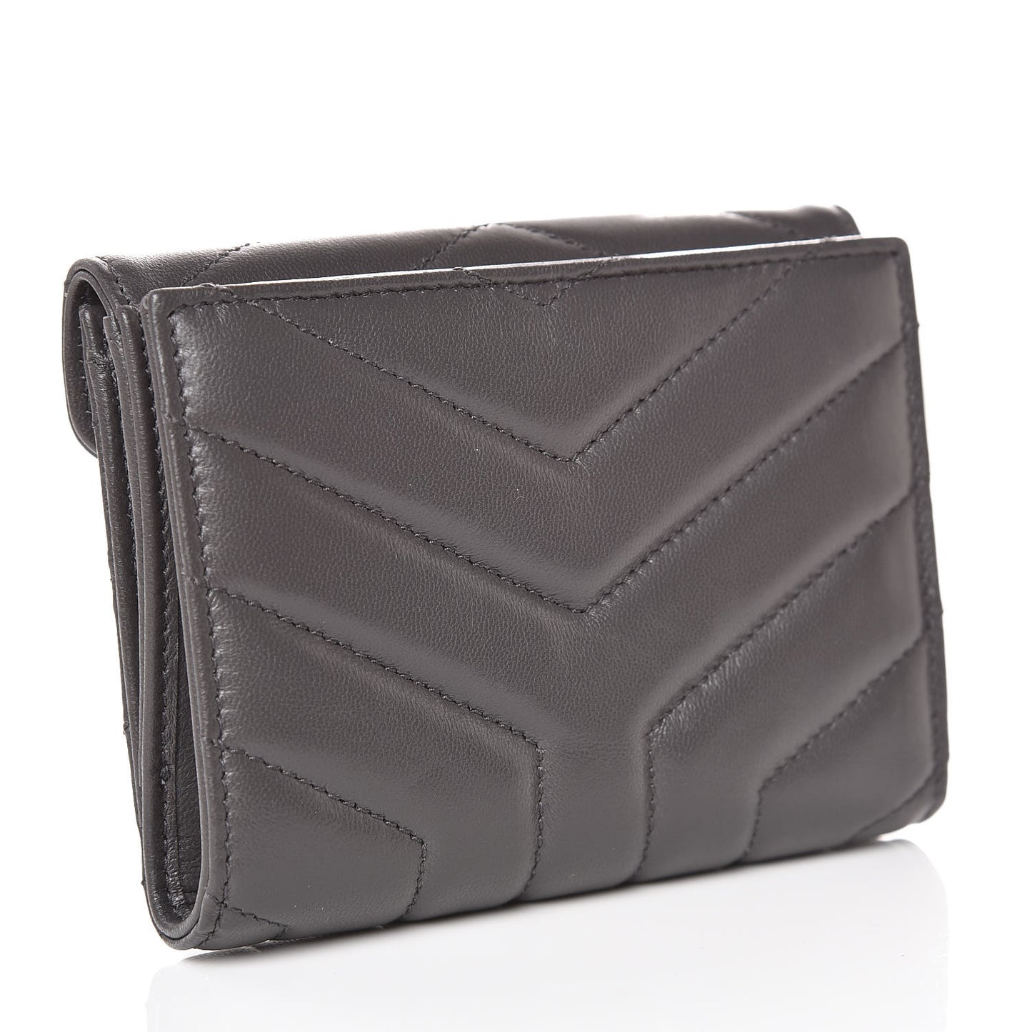 Lambskin Y Quilted Monogram Compact Loulou Wallet Asphalt