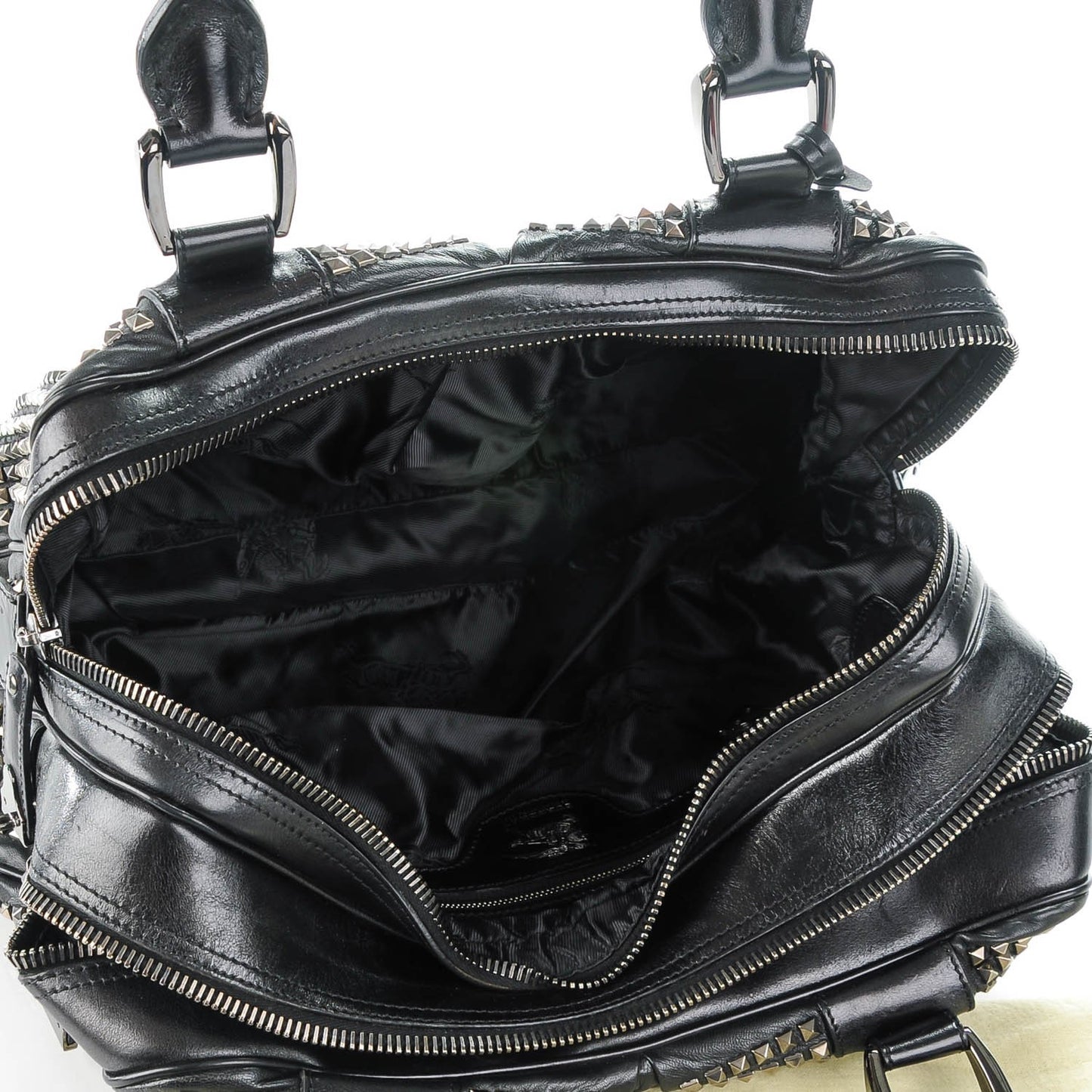 Prorsum Calfskin Studded Knight Satchel Black